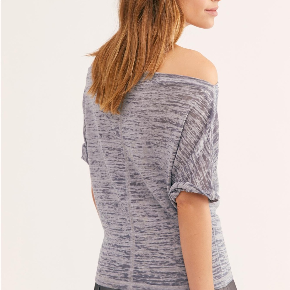 New, Free People Astrid Tees in Heather Grey - Picture 4 of 4